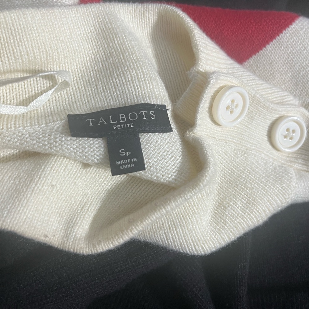 Talbots Cream and Black Knit Sweater - Picture 3 of 9